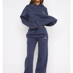 Blue Track Pants with Elastic Waistband and Relaxed Fit